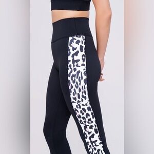 Black Werk Dancewear Leggings with Leopard Print Side Stripe (CXL)